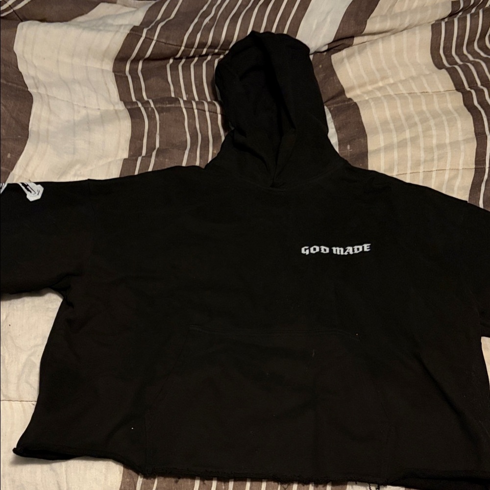 Black Hoodie with 'God Made' Embroidery
